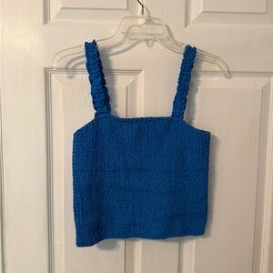 Rachel Zoe Blue Smocked Crop Tank Top